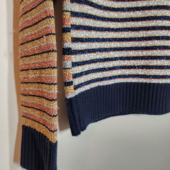 TORY BURCH metallic stripe sweater Sweatshirt size small - Picture 8 of 10